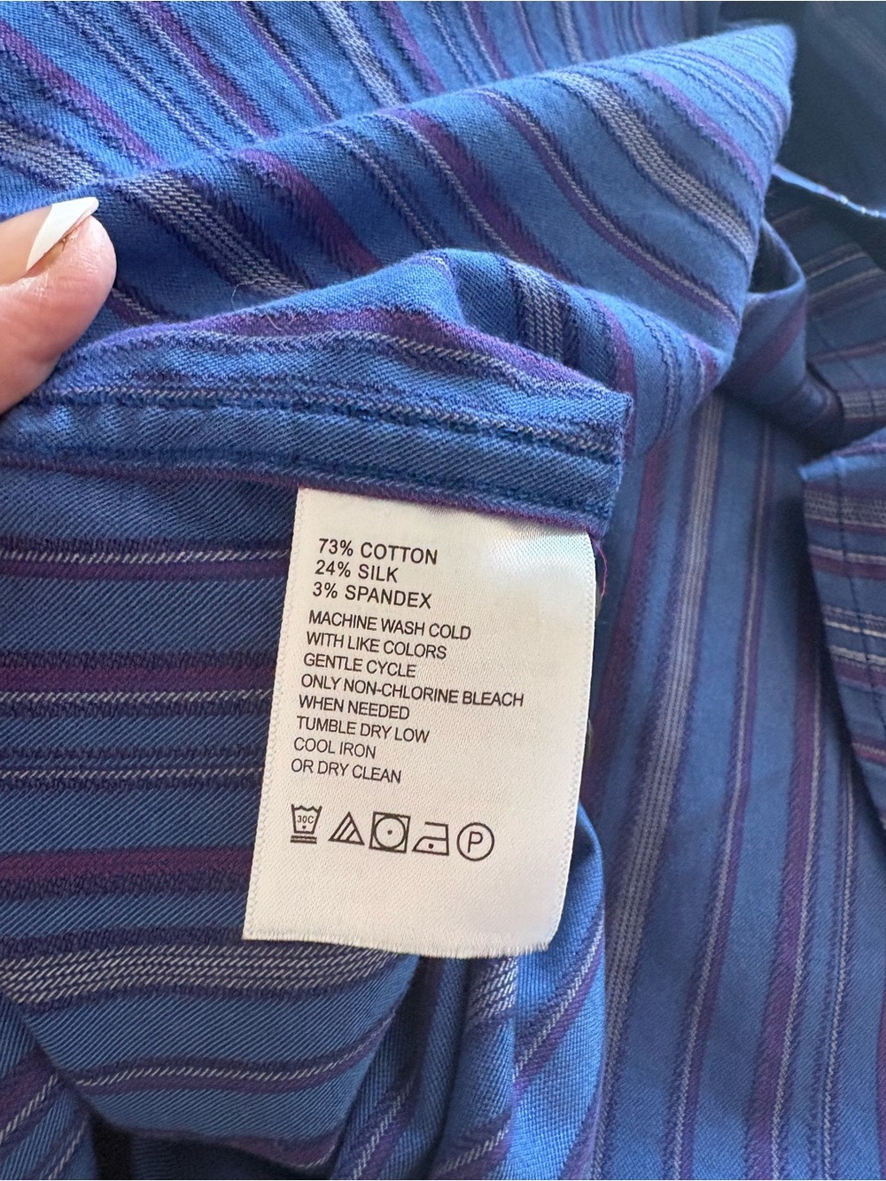 Tommy Bahama Men's Striped Blue Long-Sleeve Dress Shirt - Classic Collar - Picture 4 of 8